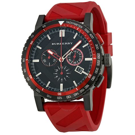 burberry city bu9805 black men& 39|Burberry The City Chronograph Black Dial Red Rubber Men's .